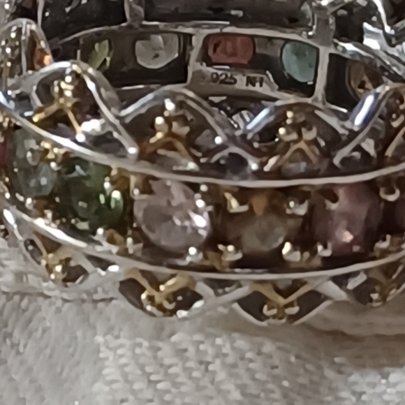 Gems en Vogue Michael Valitutti Multi Color Tourmaline Eternity Ring, SS - Picture 6 of 9